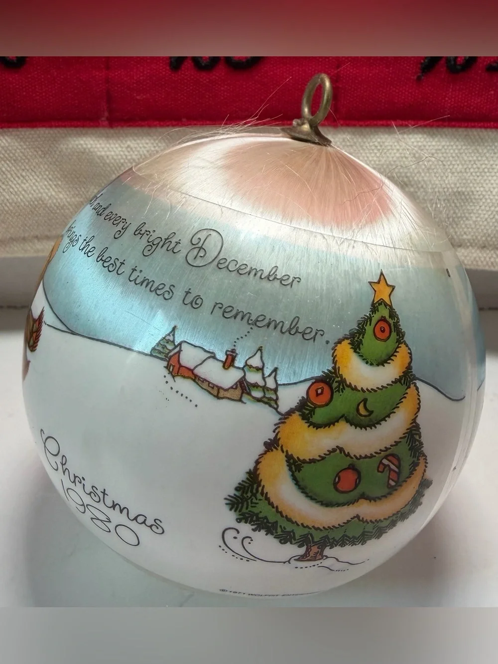 JOAN WALSH ANGLUND•Christmas 1980- satin ball ornament-